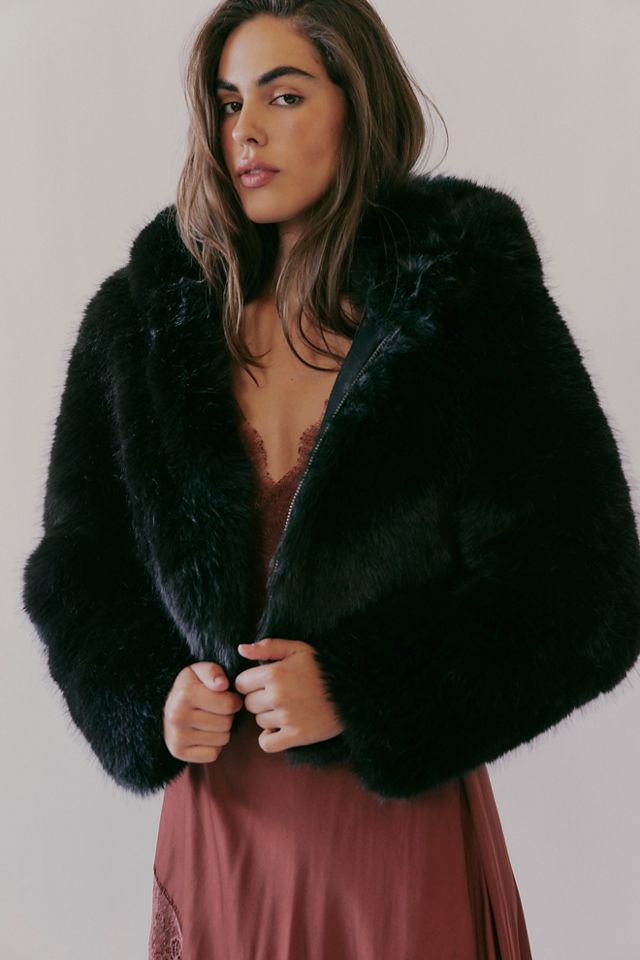 Faux‑Fur Hooded Coat